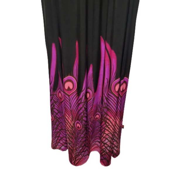 Long Sleeve Maxi Dress Peacok Motif Long Dress - One Size Fits Most- NEW ! - Picture 7 of 11